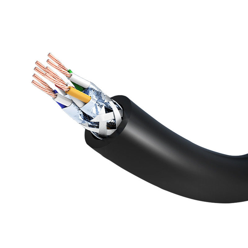 ब्लैक स्टेबल 1M 2M 3M 5M 10M 24AWG 4 जोड़े Cat7 पैच कॉर्ड