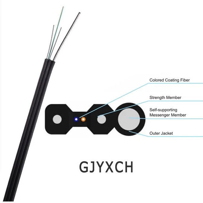 FTTH G652 सिंगल मोड 2 कोर 4 कोर फाइबर केबल, फाइबर ईथरनेट केबल