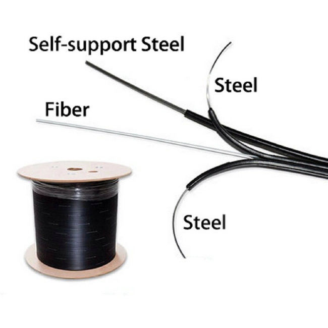 2 कोर सेल्फ सपोर्ट स्टील वायर फाइबर ऑप्टिक ड्रॉप केबल FTTH GJYXCH