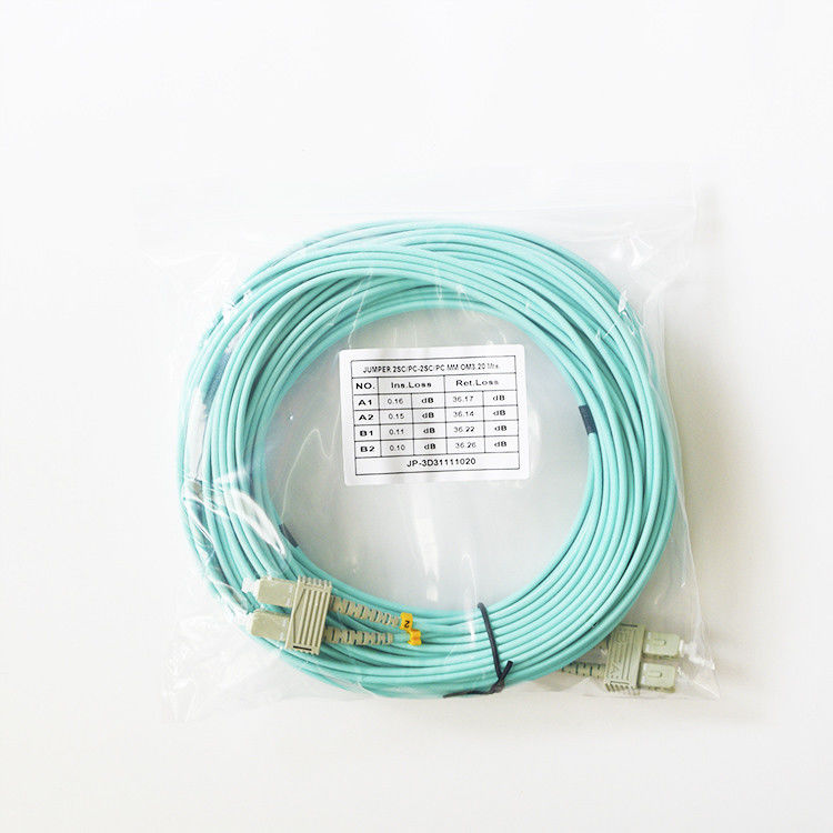 डुप्लेक्स एससी / यूपीसी एमएम ओएम 3 2.0 मिमी / 3.0 मिमी ऑप्टिकल फाइबर पैच कॉर्ड
